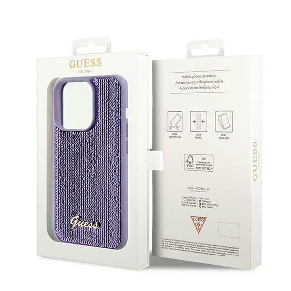 Original Case IPHONE 13 PRO Guess Hardcase Sequin Script Metal (GUHCP13LPSFDGSUiPhone) purple 3666339176167