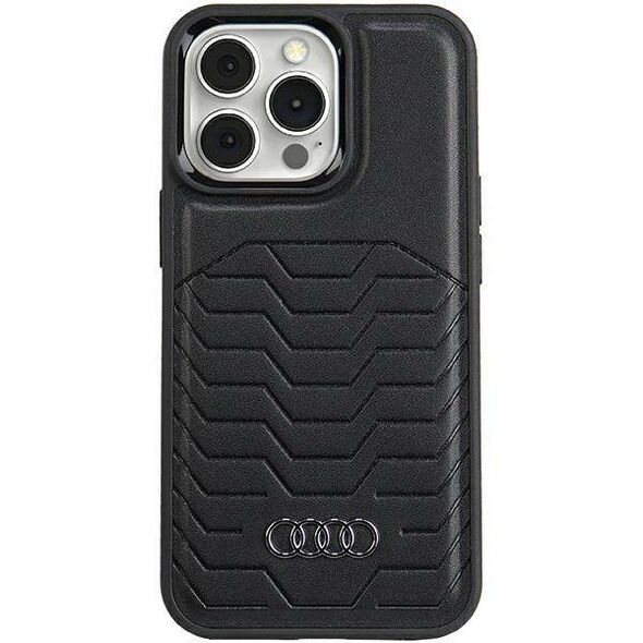 Original Case APPLE IPHONE 15 PRO Audi Synthetic Leather MagSafe (AU-TPUPCMIP15P-GT/D3-BK) black 6955250226882