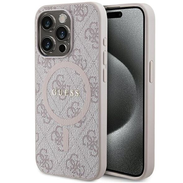 Guess case for iPhone 15 Pro Max 6,7&quot; GUHMP15XG4GFRP pink HC MAGSAFE PU 4G RING CLASSIC LOGO 3666339226770