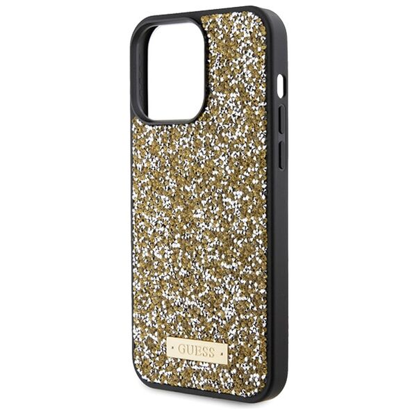 Guess case for iPhone 15 Pro 6,1&quot; GUHCP15LPFGSBSD yellow HC Rhinestone Metal Logo 3666339153540