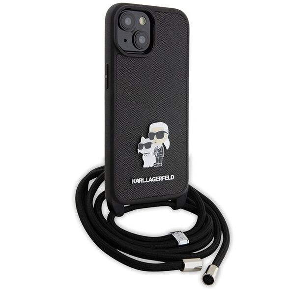 Karl Lagerfeld case for iPhone 15 6,1&quot; KLHCP15SSAKCPSK black HC Saffiano KC Metal Pin Crossbody 3666339165758