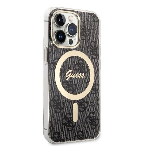 Guess set case + charger for iPhone 13 Pro 6,1&quot; GUBPP13LH4EACSK black hard case 4G Print MagSafe 3666339102791