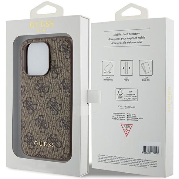 Guess case for iPhone 15 Pro 6,1&quot; GUHCP15LG4GFBR brown HC PU 4G Metal Logo 3666339171728