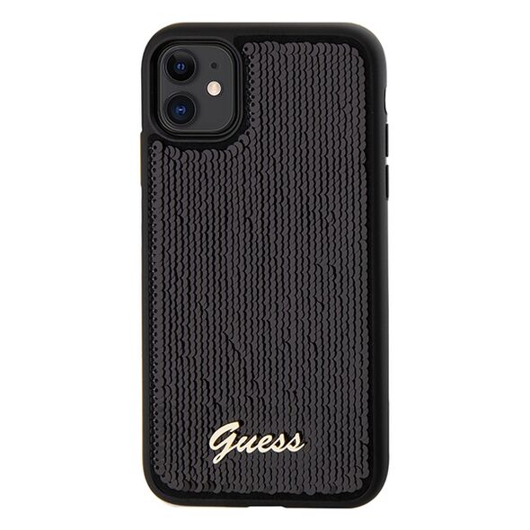 Guess case for  iPhone 11 GUHCN61PSFDGSK HC SEQUIN SCRIPT METAL BLACK 3666339172770