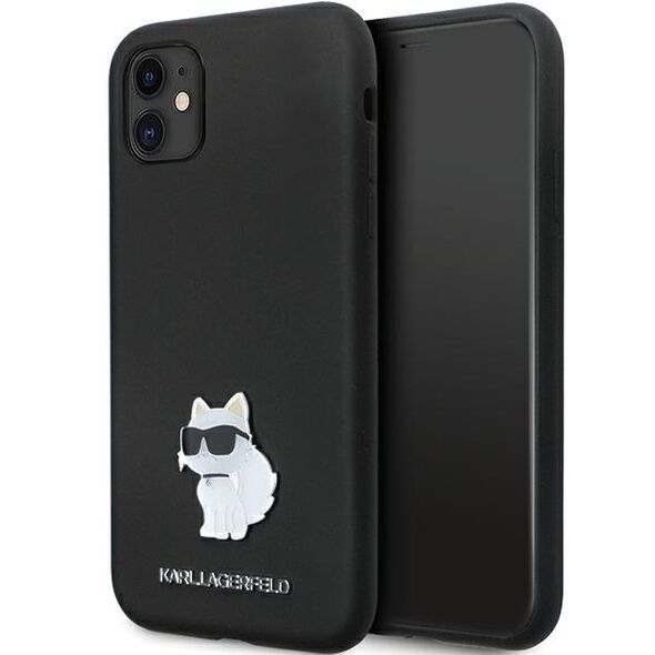 Karl Lagerfeld case for iPhone 11 KLHCN61SMHCNPK black HC Silicone C Metal Pin 3666339166274