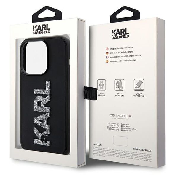 Karl Lagerfeld case for iPhone 15 Pro 6,1&quot; KLHCP15L3DMBKCK black HC 3D Logo Glitter 3666339166618