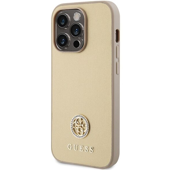 Guess case for iPhone 15 Pro Max 6,7&quot; GUHCP15XPS4DGPD gold HC PU 4G Metal Logo Strass 3666339151034