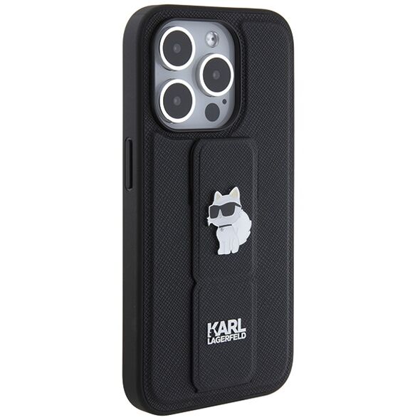 Karl Lagerfeld case for iPhone 14 Pro Max 6,7&quot; KLHCP14XGSACHPK HC GRIPSTAND SAFFIANO CHOUPETTE PINS BLACK 3666339207427