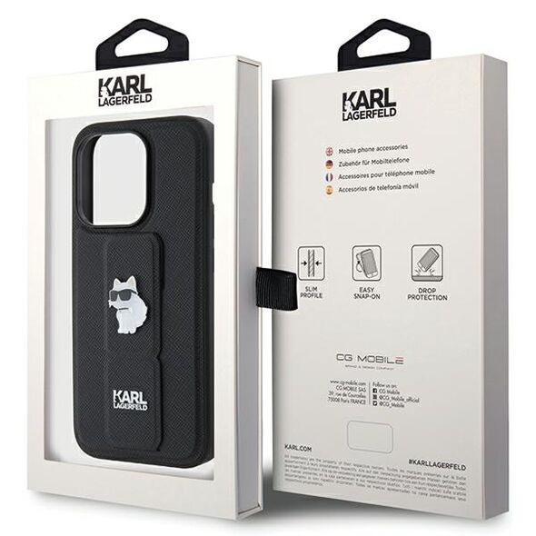 Karl Lagerfeld case for iPhone 14 Pro Max 6,7&quot; KLHCP14XGSACHPK HC GRIPSTAND SAFFIANO CHOUPETTE PINS BLACK 3666339207427