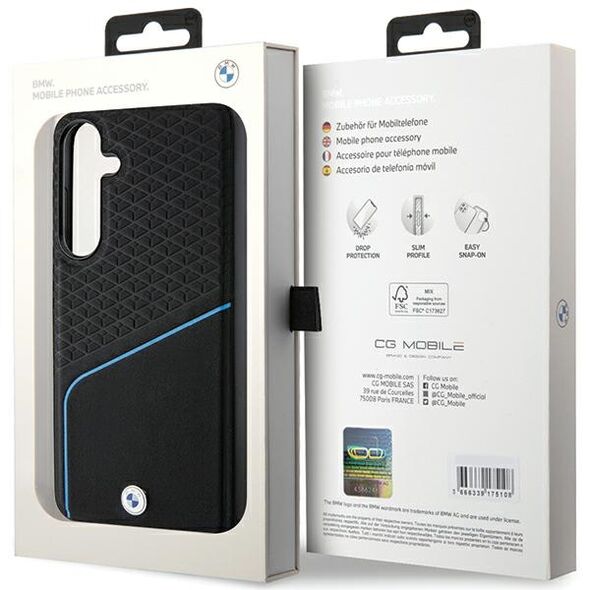 BMW case for Samsung Galaxy S24 + black Signature Leather Textured & Line MagSafe 3666339241667