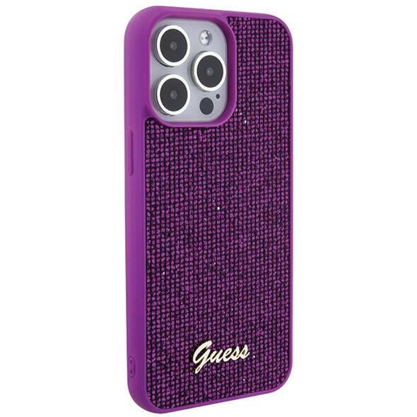 Guess case for iPhone 15 Pro Max 6,7&quot; GUHCP15XPMSDGSF fuschia HC PU Disco Script Metal 3666339173746