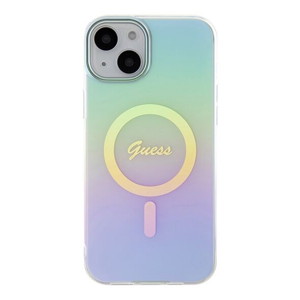 Guess case for iPhone 15 Plus 6.7&quot; GUHMP15MHITSQ turquoise hardcase IML Iridescent MagSafe 3666339154936