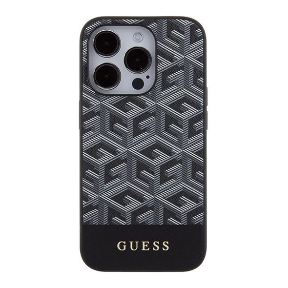 Guess case for  iPhone 15 Pro 6,1&quot; GUHMP15LHGCFSEK HC MAGSAFE GCUBE PU STRIPE BLACK 3666339194727