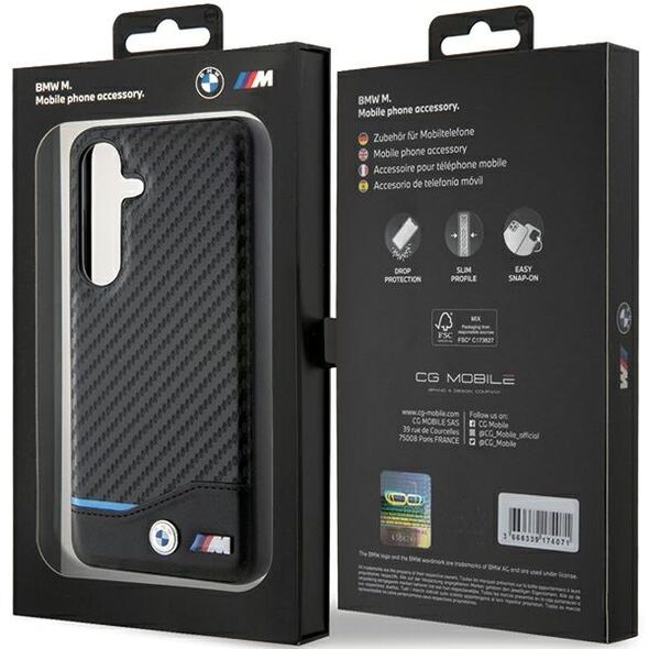BMW case for Samsung Galaxy S24 black Leather Carbon 3666339242657