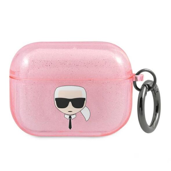 Karl Lagerfeld case for AirPods Pro KLAPUKHGP pink Glitter Karl`s Head 3666339030322