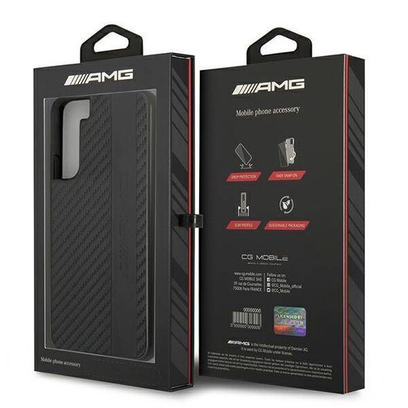 Case SAMSUNG GALAXY S22+ PLUS Mercedes AMG Hardcase Carbon Stripe&Embossed (AMHCS22MBLSCA) black 3666339043650