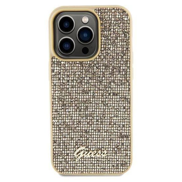 Original Case IPHONE 14 PRO Guess Hardcase Disco Metal Script (GUHCP14LPMSDGSD) gold 3666339173555