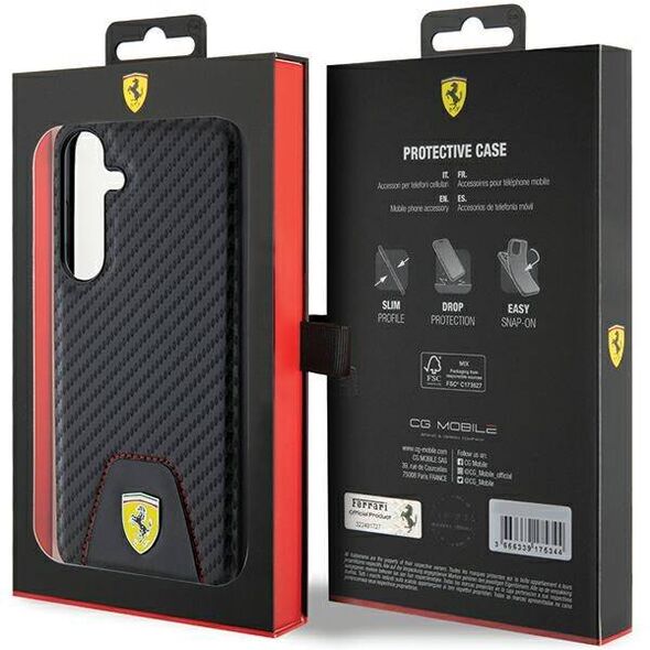 Original Case SAMSUNG GALAXY S24+ Ferrari Hardcase Carbon Stitched Bottom (FEHCS24MN3PUK) black 3666339242572