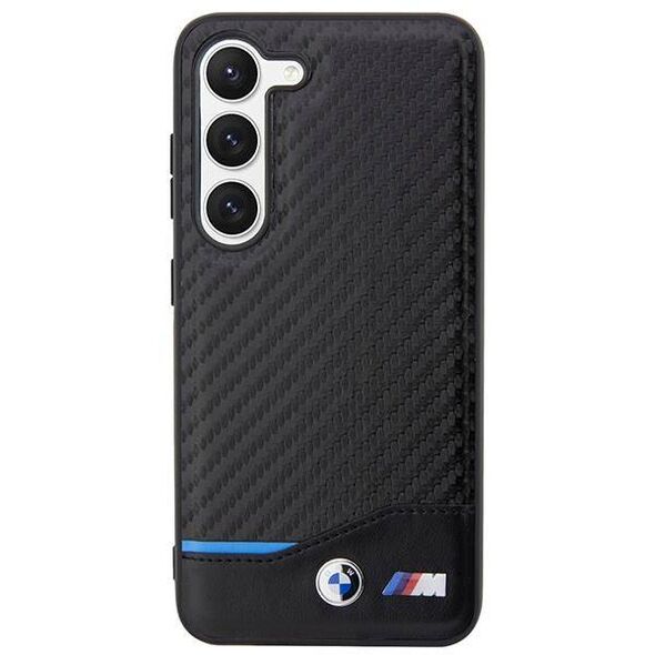 Original Case SAMSUNG GALAXY S23+ BMW Leather Carbon (BMHCS23M22NBCK) black 3666339114589