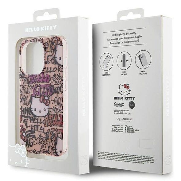 Original Case IPHONE 14 PRO Hello Kitty Hardcase IML Tags Graffiti (HKHCP14LHDGPTP) pink 3666339188399