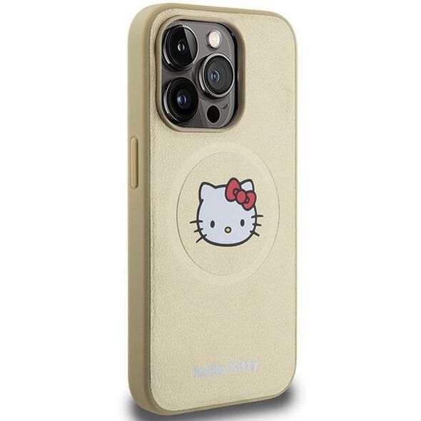 Original Case IPHONE 13 PRO Hello Kitty Hardcase Leather Kitty Head MagSafe (HKHMP13LPGHCKD) gold 3666339189006