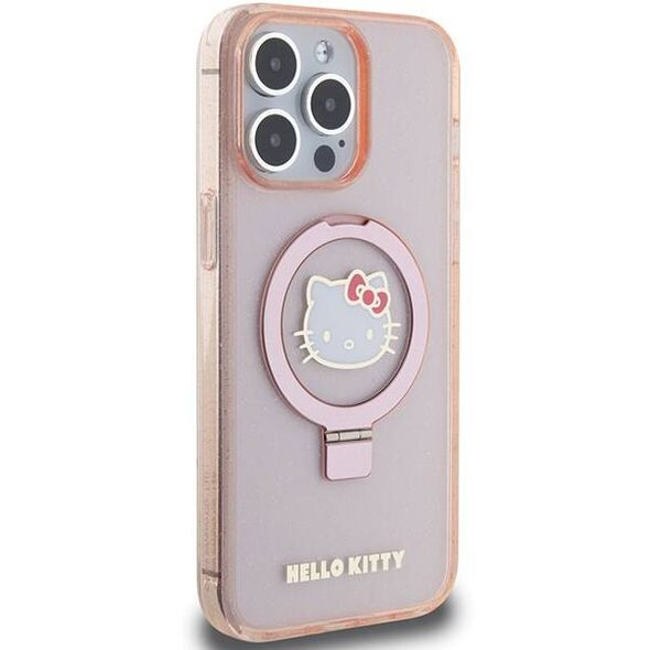 Original Case APPLE IPHONE 15 PRO MAX Hello Kitty Hardcase Ring Stand Glitter Electrop Logo MagSafe (HKHMP15XHRSGEP) pink 3666339189358