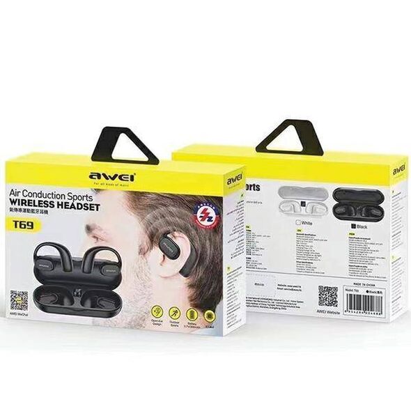 Air Conduction Headphones + Air Conduction Docking Station AWEI (T69) black 6954284004688