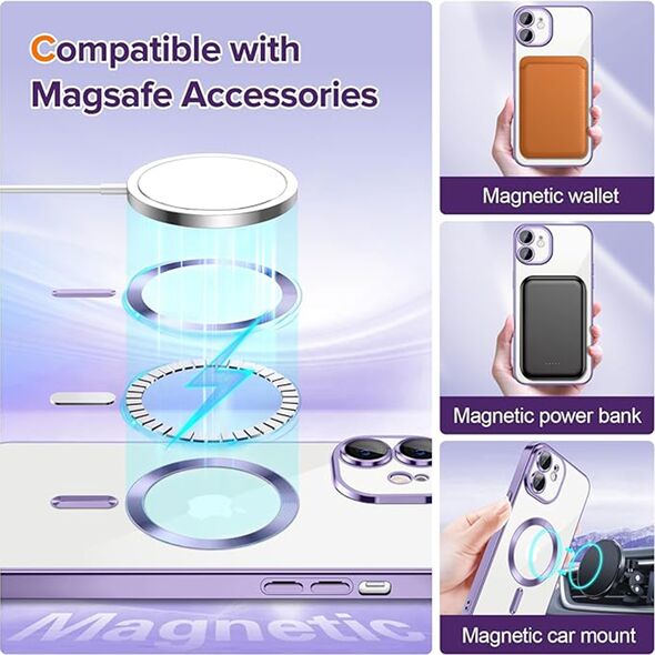 Techsuit Husa pentru iPhone 12 - Techsuit Luxury Crystal MagSafe - Light Purple 5949419137530 έως 12 άτοκες Δόσεις