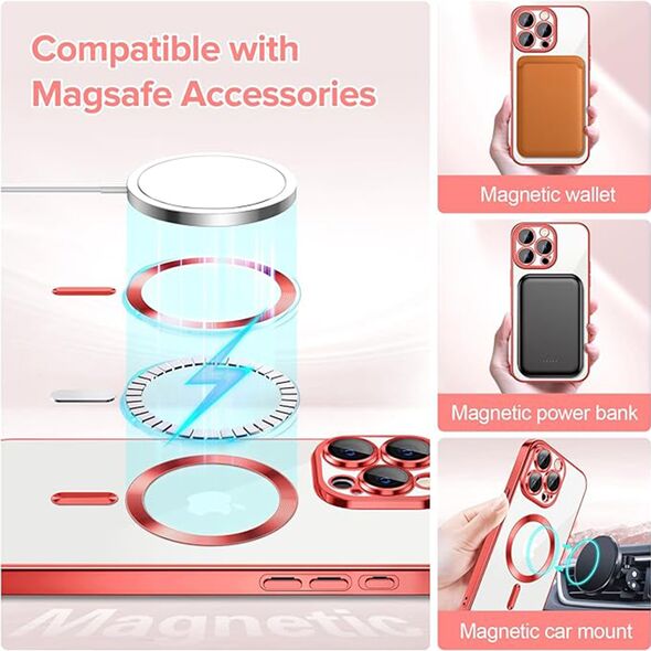 Techsuit Husa pentru iPhone 15 Pro Max - Techsuit Luxury Crystal MagSafe - Red 5949419136403 έως 12 άτοκες Δόσεις