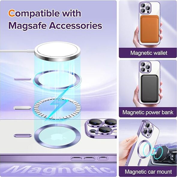 Techsuit Husa pentru iPhone 15 Pro - Techsuit Luxury Crystal MagSafe - Light Purple 5949419136540 έως 12 άτοκες Δόσεις