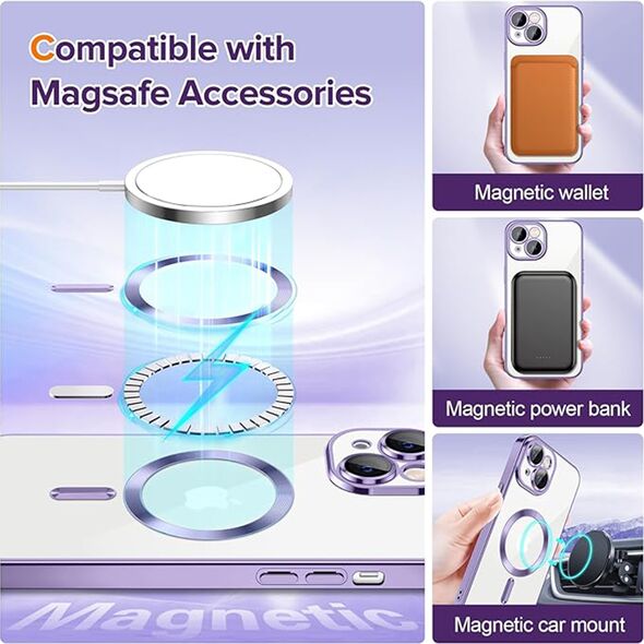 Techsuit Husa pentru iPhone 15 - Techsuit Luxury Crystal MagSafe - Light Purple 5949419136632 έως 12 άτοκες Δόσεις