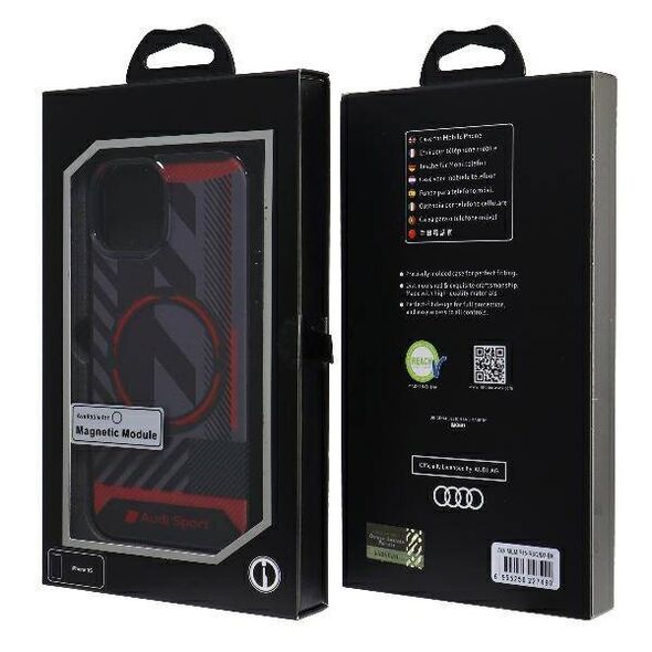 Original Case IPHONE 13 / 14 / 15 Audi Hardcase IML Sport MagSafe Case (AU-IMLMIP15-RSQ/D2-BK) black 6955250227490
