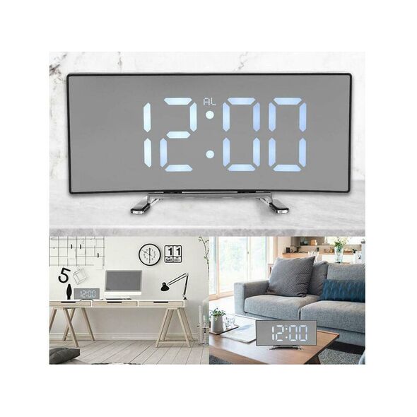 Mirror Clock Digital Electronic Electronic LED screen / Wake up / Thermometer black 5904161103288