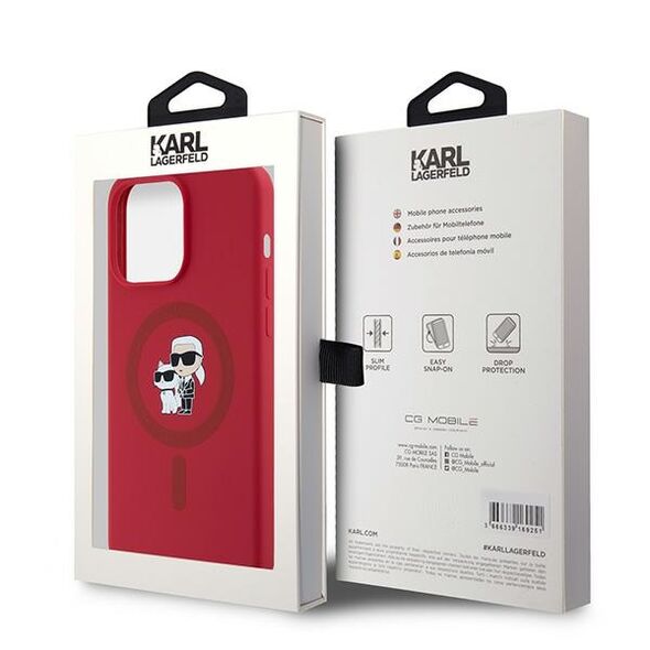 Karl Lagerfeld case for iPhone 15 Pro Max 6,7&quot; KLHMP15XSCMKCRHR red HC Magsafe silicone kc heads ring 3666339254216