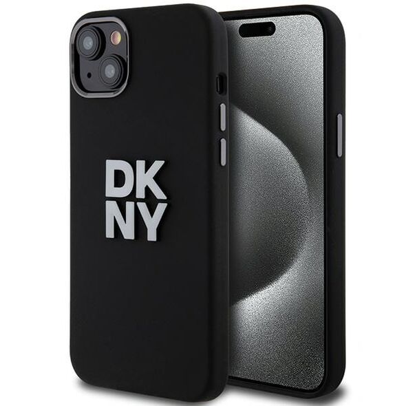 DKNY case for iPhone 15 6,1&quot; DKHCP15SSMCBSK black HC silicone w stack metal logo 3666339265298