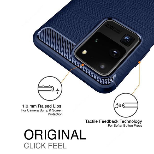 Techsuit Husa pentru Samsung Galaxy S20 Ultra - Techsuit Carbon Silicone - Blue 5949419164659 έως 12 άτοκες Δόσεις