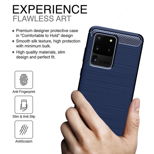 Techsuit Husa pentru Samsung Galaxy S20 Ultra - Techsuit Carbon Silicone - Blue 5949419164659 έως 12 άτοκες Δόσεις