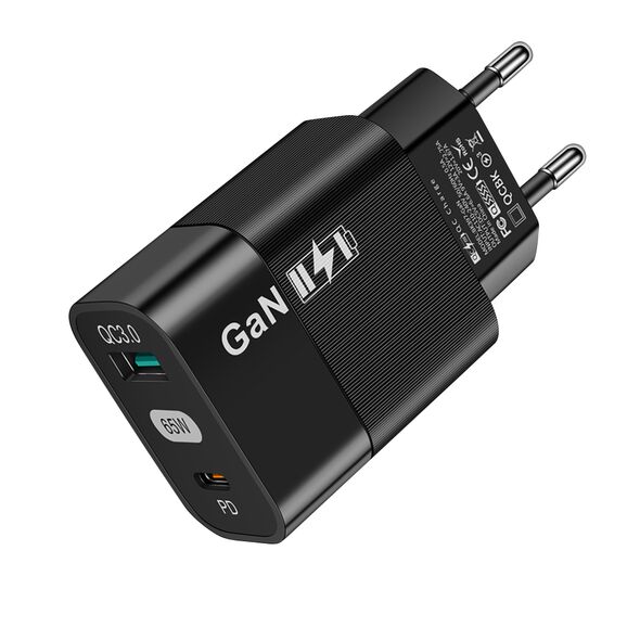 Techsuit Priza GaN Charger, USB, Type-C, 65W - Techsuit (CHPD131) - Black 5949419163119 έως 12 άτοκες Δόσεις