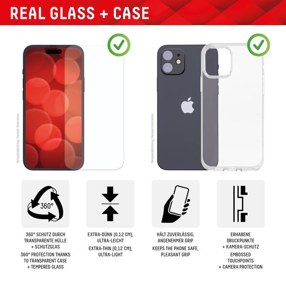 Displex Folie pentru iPhone 15 Pro Max - Displex Real Glass + Case - Clear 4028778120917 έως 12 άτοκες Δόσεις