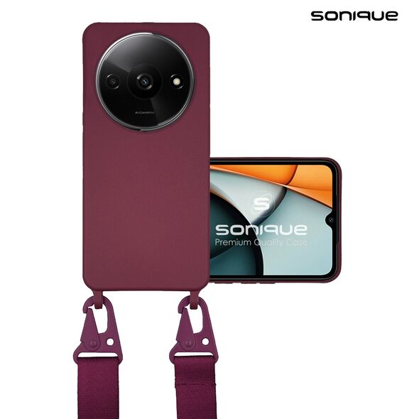 Θήκη Σιλικόνης με Strap CarryHang Sonique Xiaomi Redmi A3 Μπορντώ - Sonique - Μπορντώ - Redmi A3