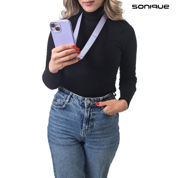 Θήκη Σιλικόνης με Strap CarryHang Sonique Apple iPhone 15 Λιλά - Sonique - Λιλά - iPhone 15