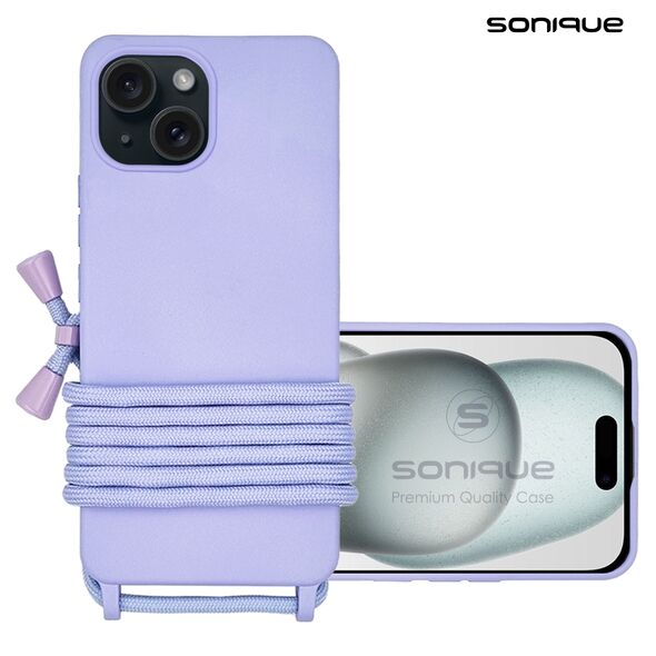 Θήκη Σιλικόνης με Κορδόνι CarryHang Sonique Apple iPhone 15 Λιλά - Sonique - Λιλά - iPhone 15