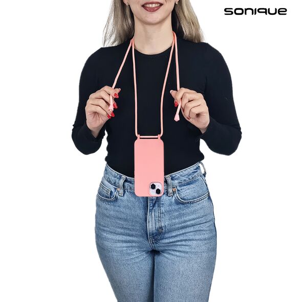 Θήκη Σιλικόνης με Κορδόνι CarryHang Sonique Apple iPhone 15 Pro Ροζ - Sonique - Ροζ - iPhone 15 Pro