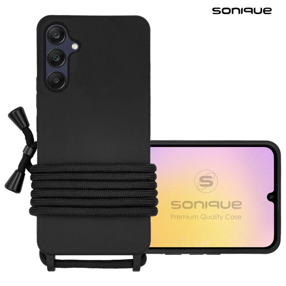 Θήκη Σιλικόνης με Κορδόνι CarryHang Sonique Samsung Galaxy A25 5G Μαύρο - Sonique - Μαύρο - Galaxy A25 5G