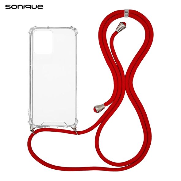 Θήκη Σιλικόνης με Κορδόνι Sonique Armor Clear Realme 8 / Realme 8 Pro Κόκκινο - Sonique - Κόκκινο - Realme 8, Realme 8 Pro