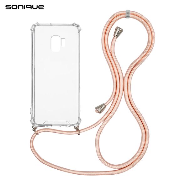 Θήκη Σιλικόνης με Κορδόνι Sonique Armor Clear Samsung Galaxy S9 Ροζ Σατινέ - Sonique - Ροζ Σατινέ - Galaxy S9