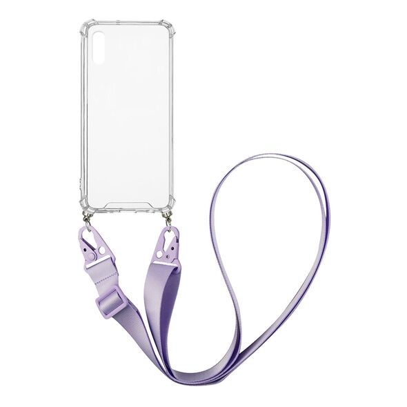 Θήκη Σιλικόνης με Strap Sonique Armor Clear Xiaomi Redmi 9A / Redmi 9AT Λιλά - Sonique - Λιλά - Redmi 9A, Redmi 9AT