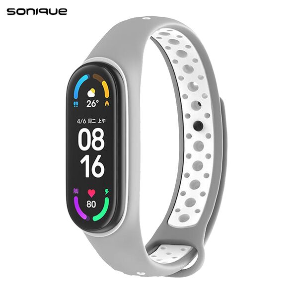 Λουράκι Σιλικόνης Sonique Sport για Xiaomi Mi Band 3/4 Γκρι / Λευκό - Sonique - Γκρι / Λευκό - Λουράκια