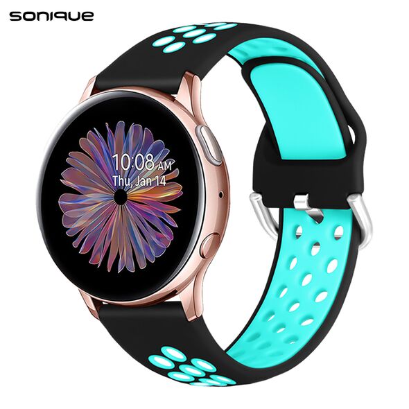 Λουράκι Σιλικόνης Universal Sport Band Sonique 22mm για Samsung, Huawei, Amazfit, Xiaomi, Honor Μαύρο / Γαλάζιο - Sonique - Μαύρο / Γαλάζιο