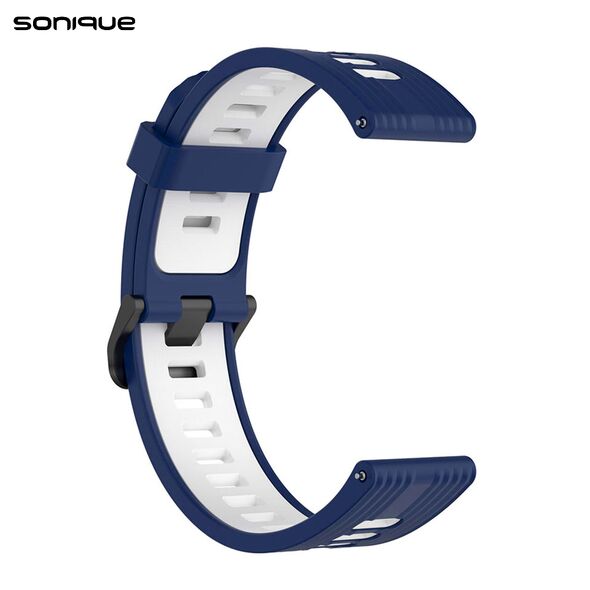 Λουράκι Σιλικόνης Sport Band Sonique 20mm για Amazfit GTS/GTS 2/3/4/GTS 2e/GTS 2mini/GTR 42MM/BIP U/BIP/BIP lite/ZEPP E Μπλε Σκούρο/Λευκό - Sonique - Μπλε Σκούρο/Λευκό